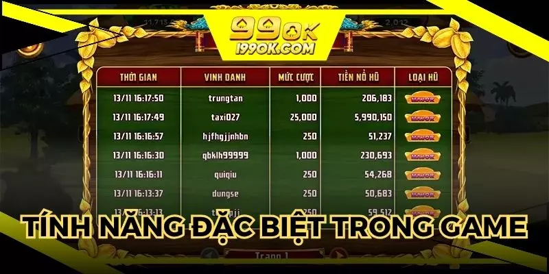 Các tính năng đặc biệt trong trò chơi